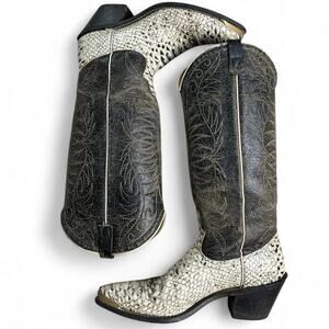 Black and white leather cowboy